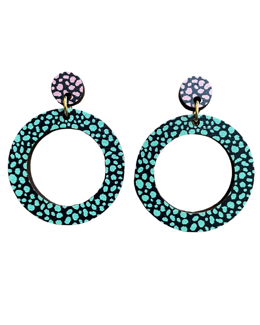 Circle Drop Leopard Print Earrings: Green