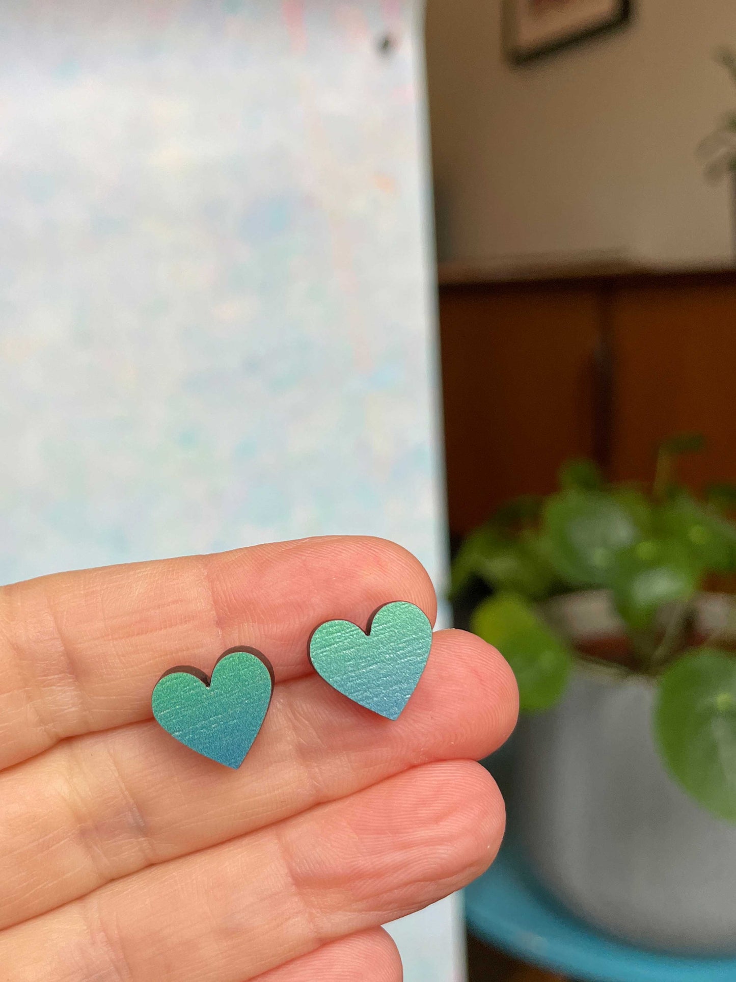Heart Studs Sea Green