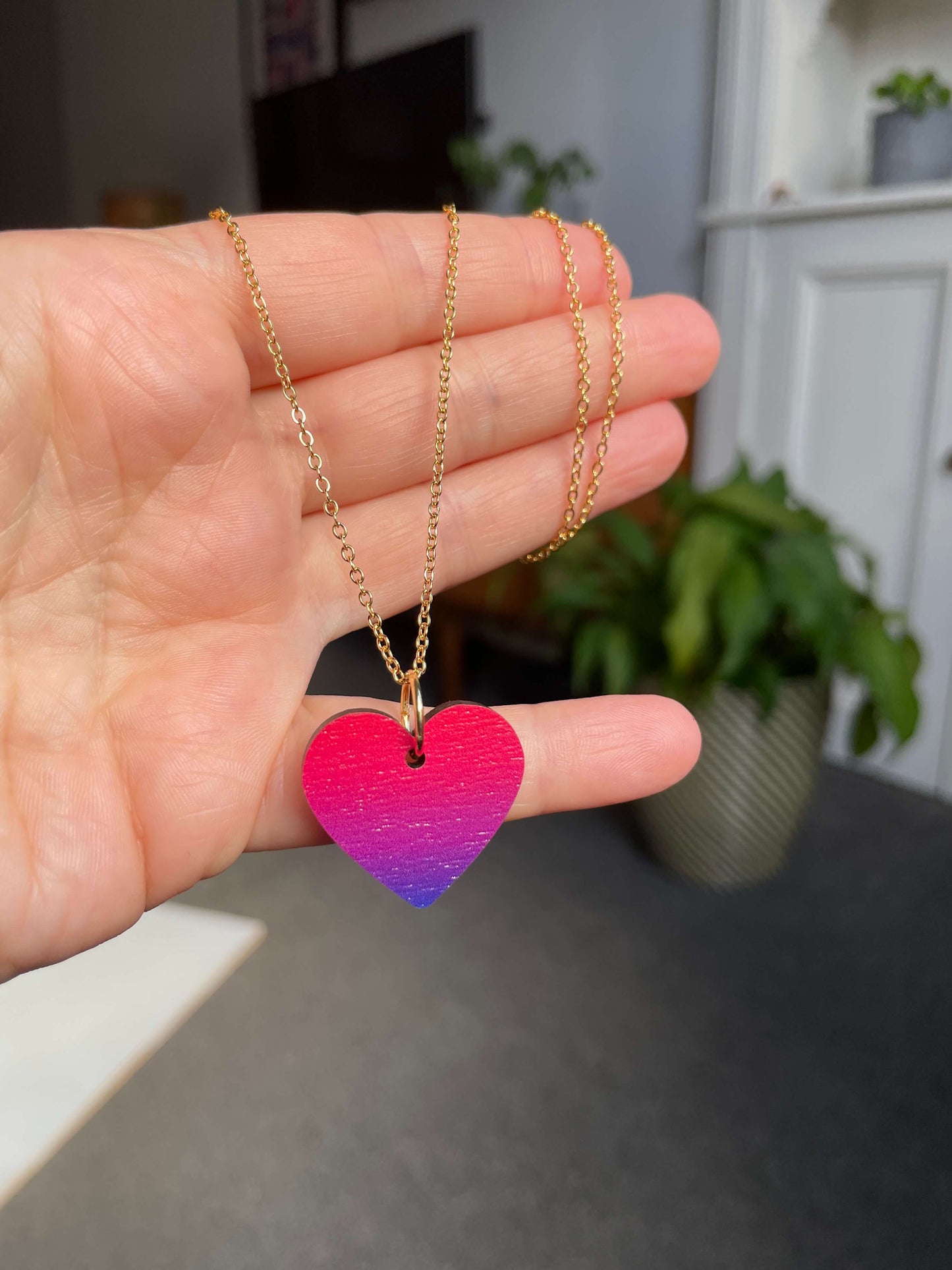 SAMPLE: Heart Necklace in Ruby Sunrise