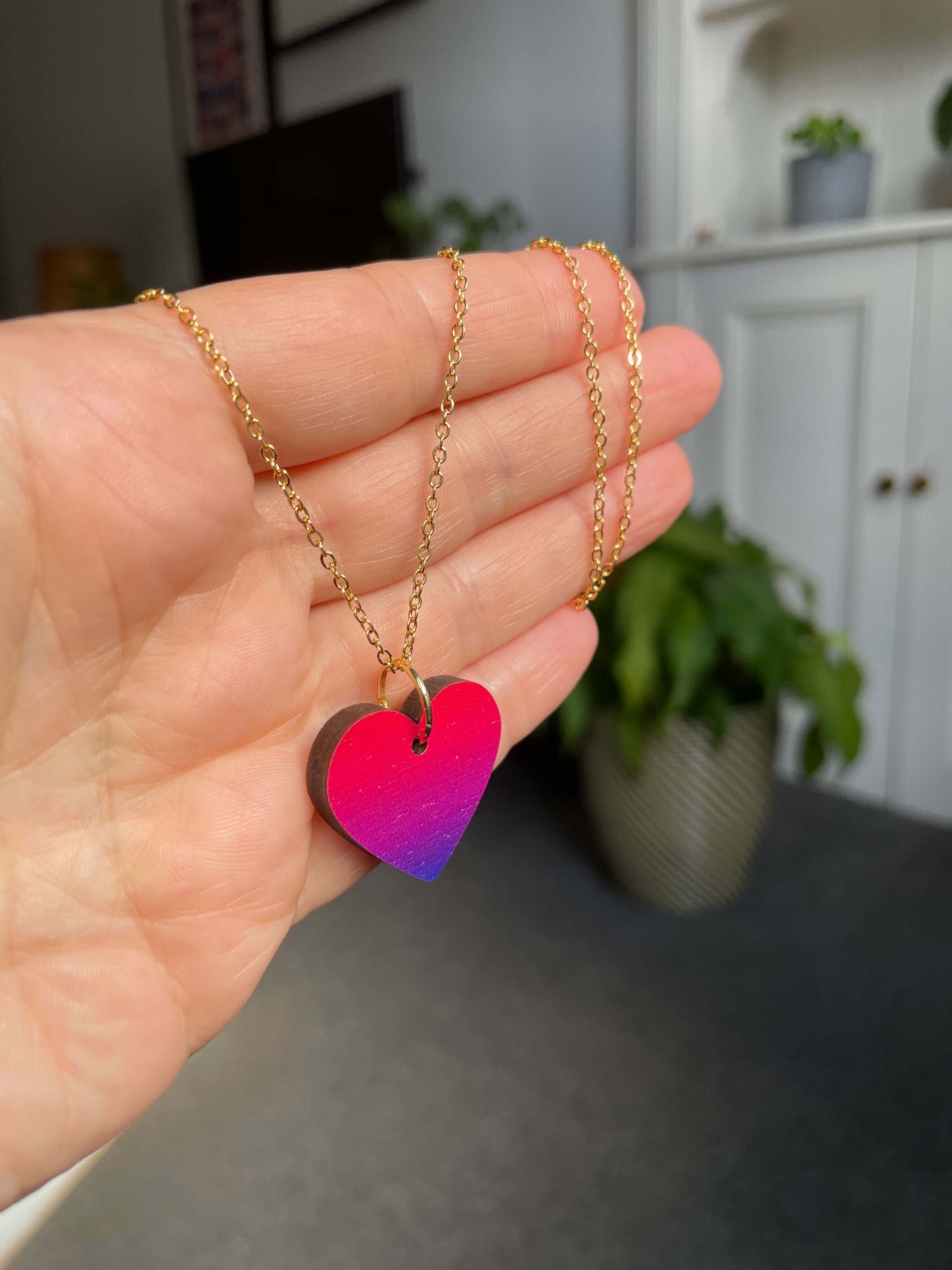 SAMPLE: Heart Necklace in Ruby Sunrise