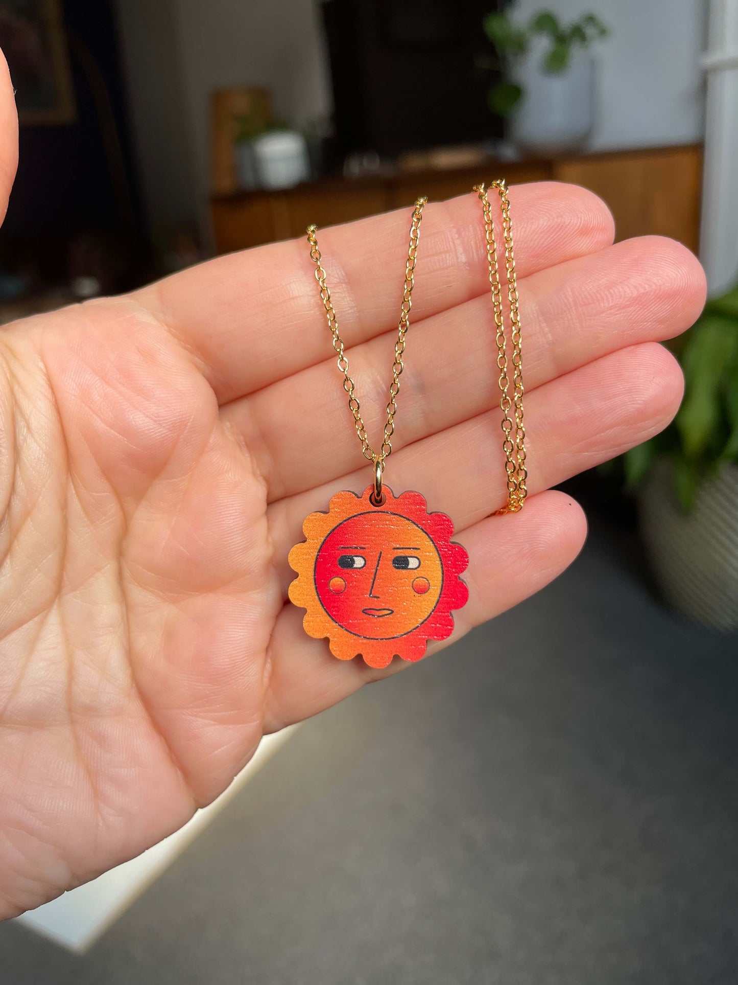 SAMPLE: Sun-face Necklace in Fire Orange