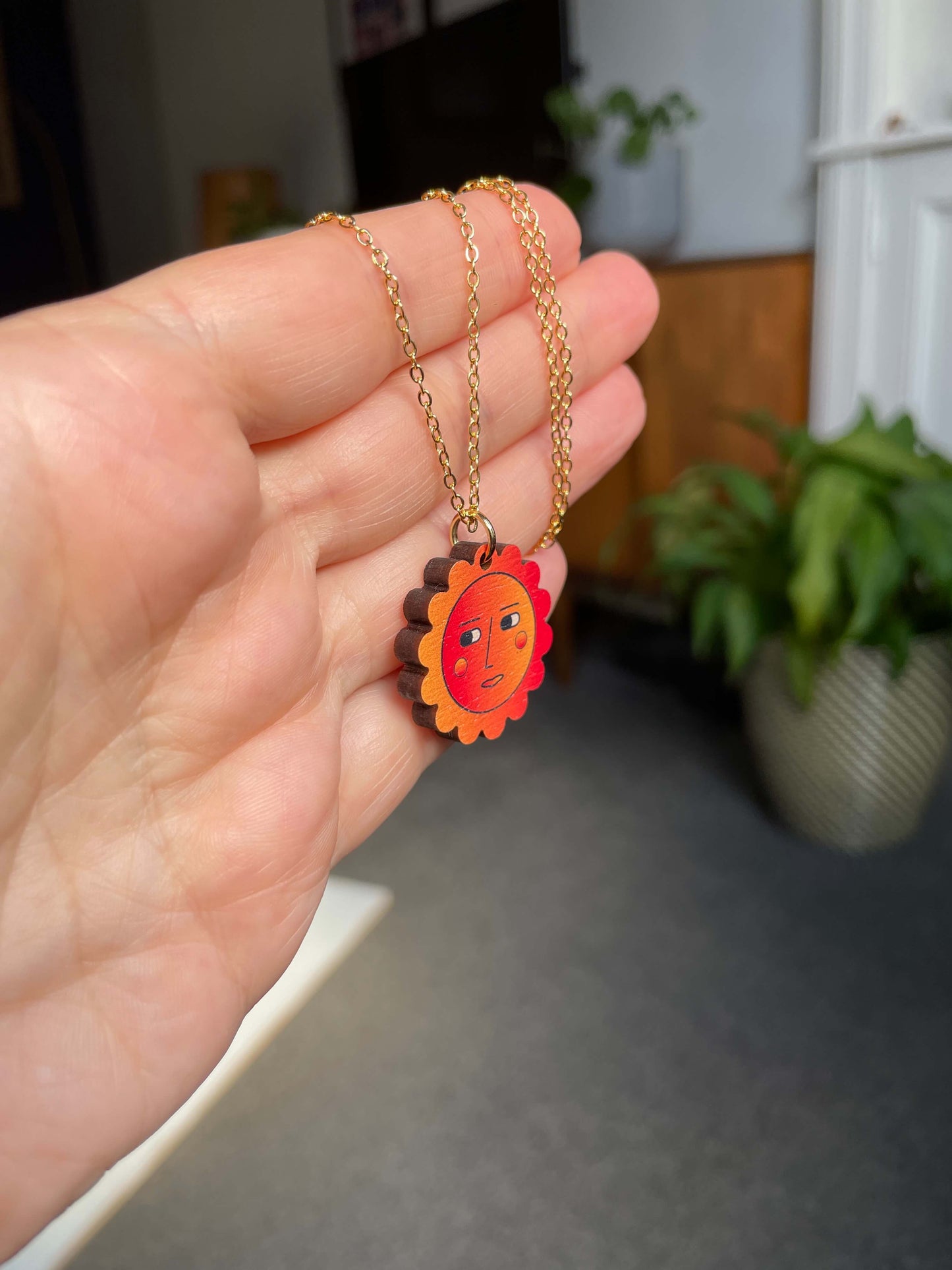 SAMPLE: Sun-face Necklace in Fire Orange