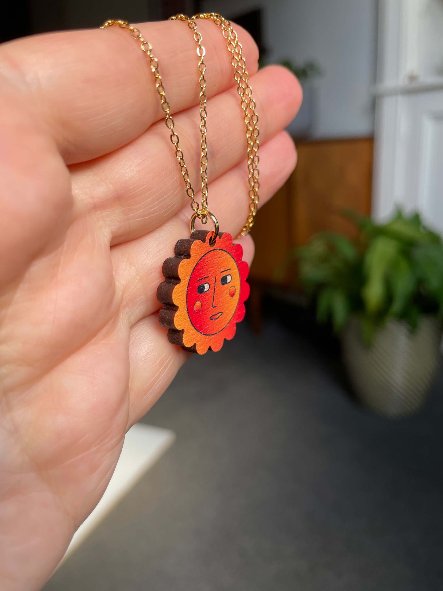 SAMPLE: Sun-face Necklace in Fire Orange