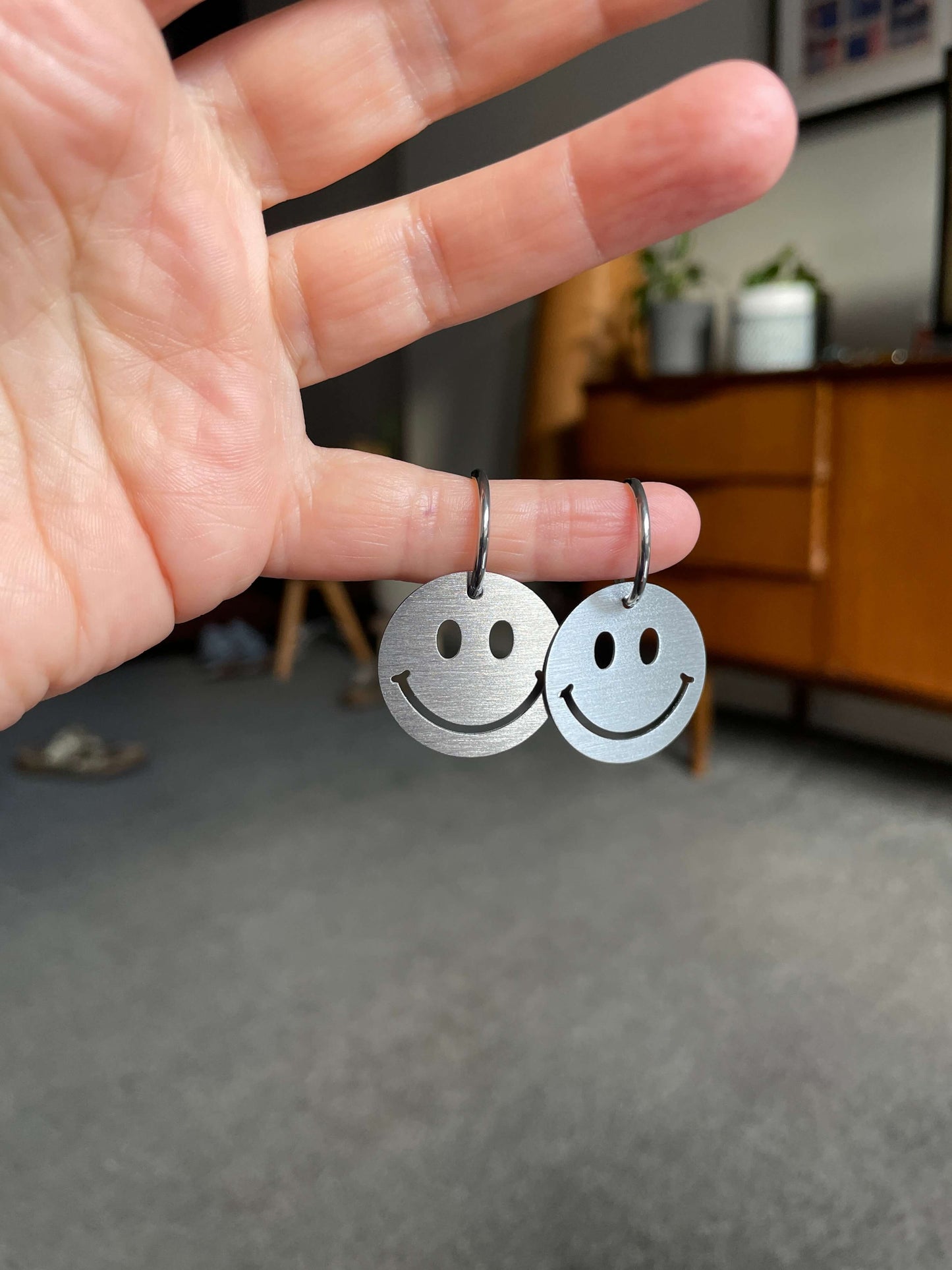 SALE: Silver Smiley Face Earrings