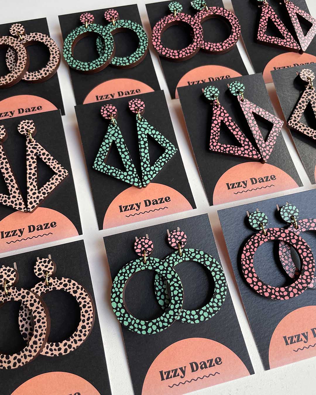 Circle Drop Leopard Print Earrings: Green