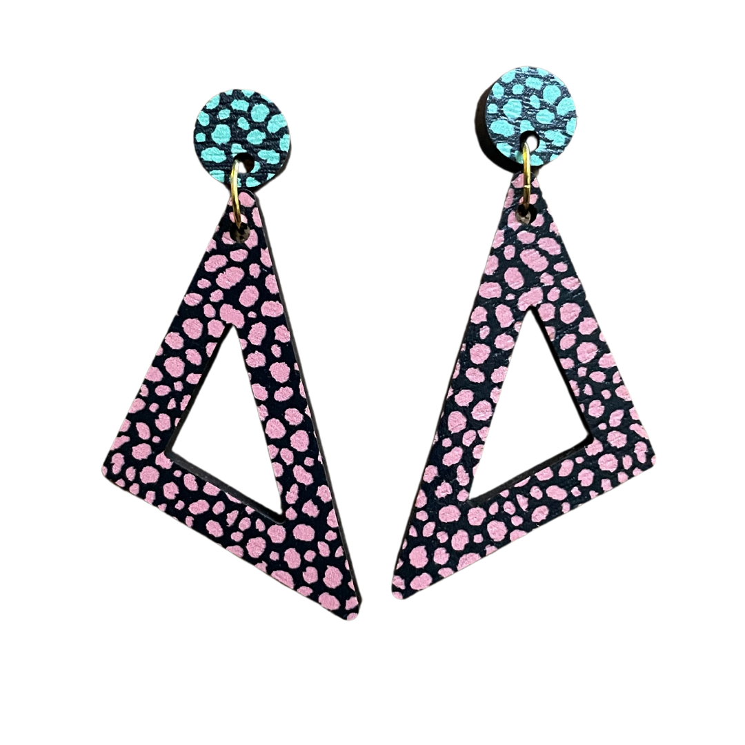 Triangle Leopard Print Earrings: Peach