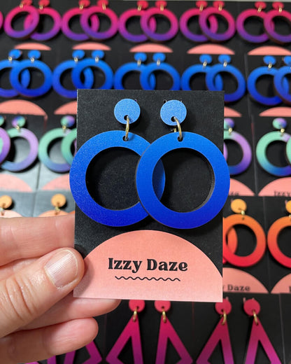 Circle Drop Earrings: Ocean Blue