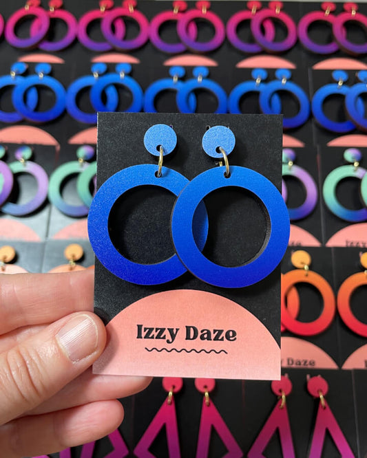 Circle Drop Earrings: Ocean Blue