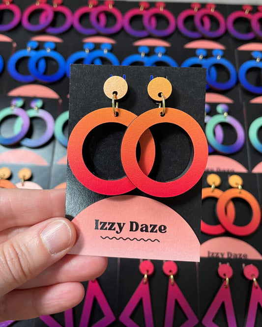 Circle Drop Earrings: Fire Orange