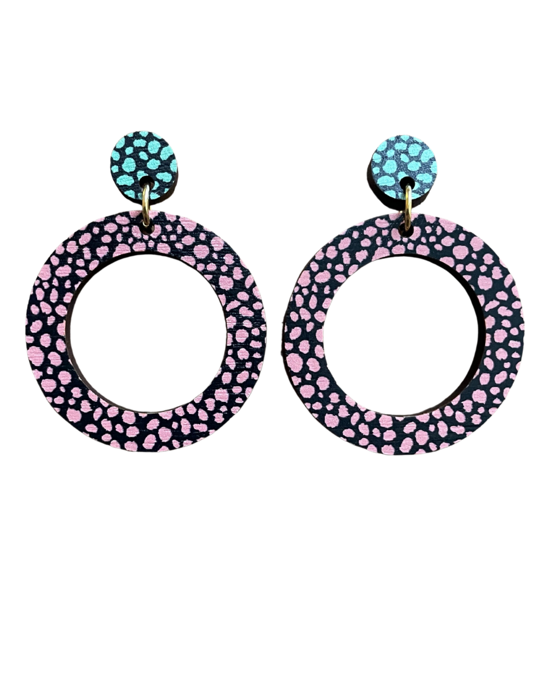 Circle Drop Leopard Print Earrings: Peach