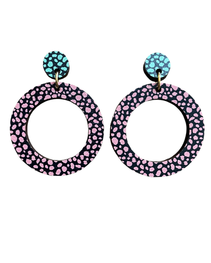 Circle Drop Leopard Print Earrings: Peach