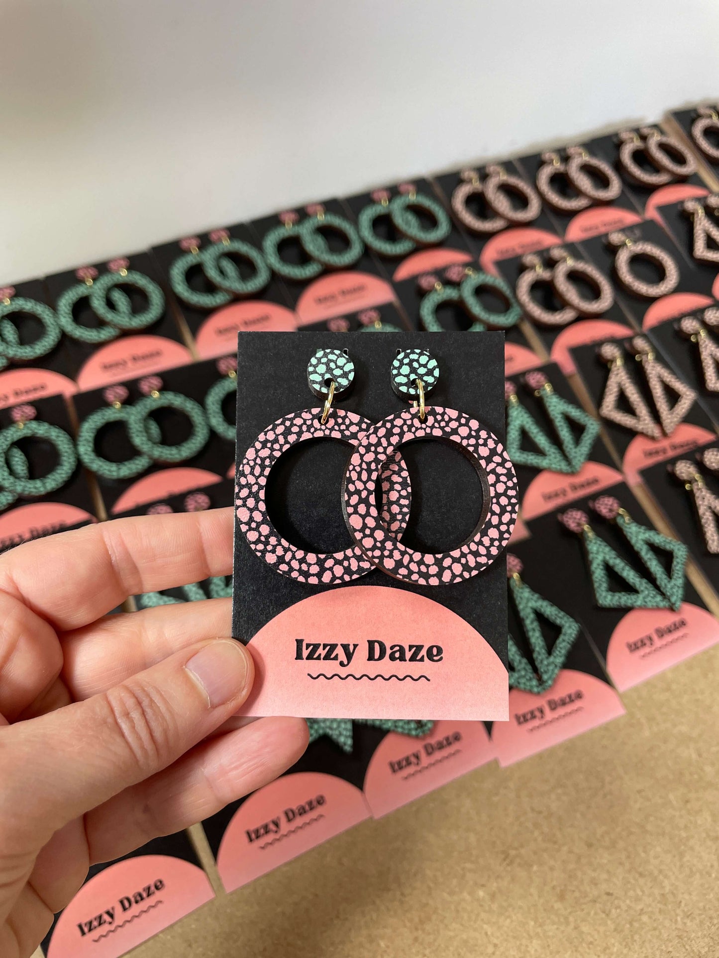 Circle Drop Leopard Print Earrings: Peach