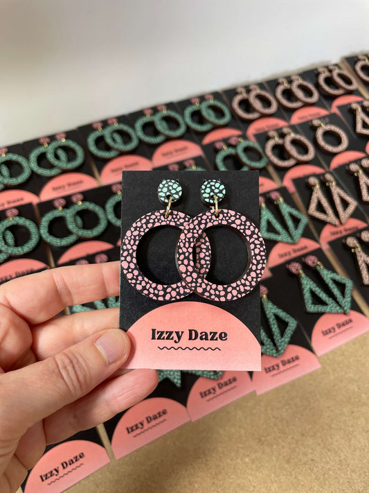 Circle Drop Leopard Print Earrings: Peach