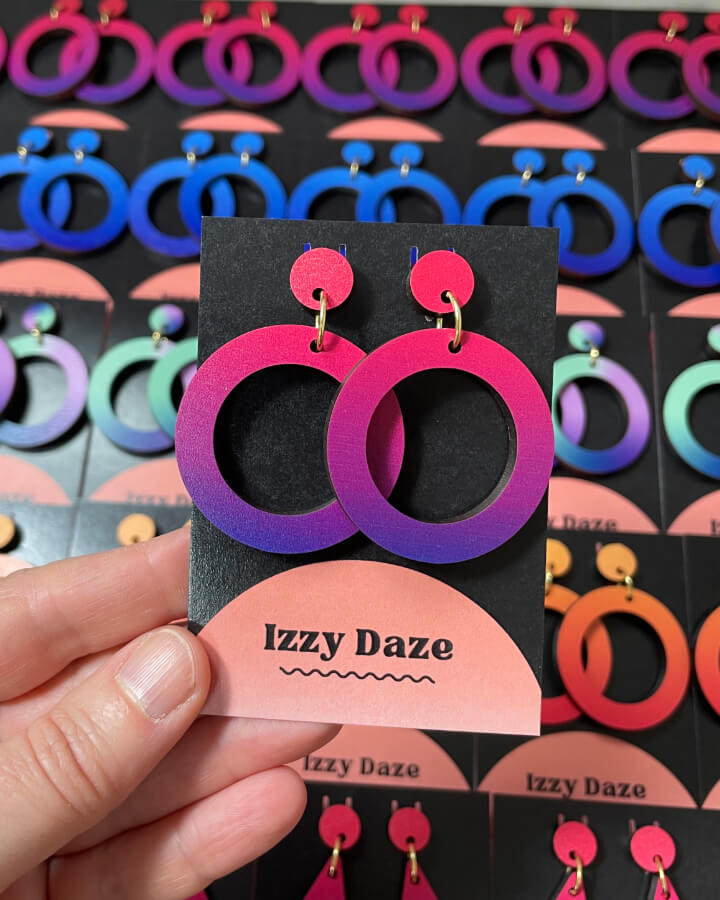 Circle Drop Earrings: Ruby Sunrise