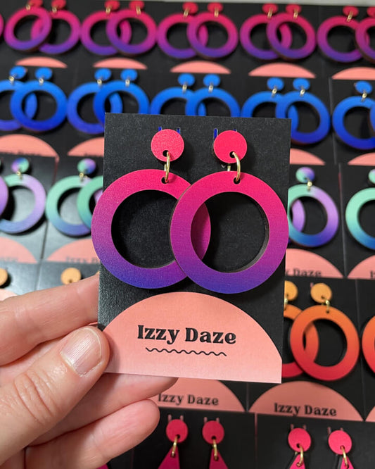 Circle Drop Earrings: Ruby Sunrise