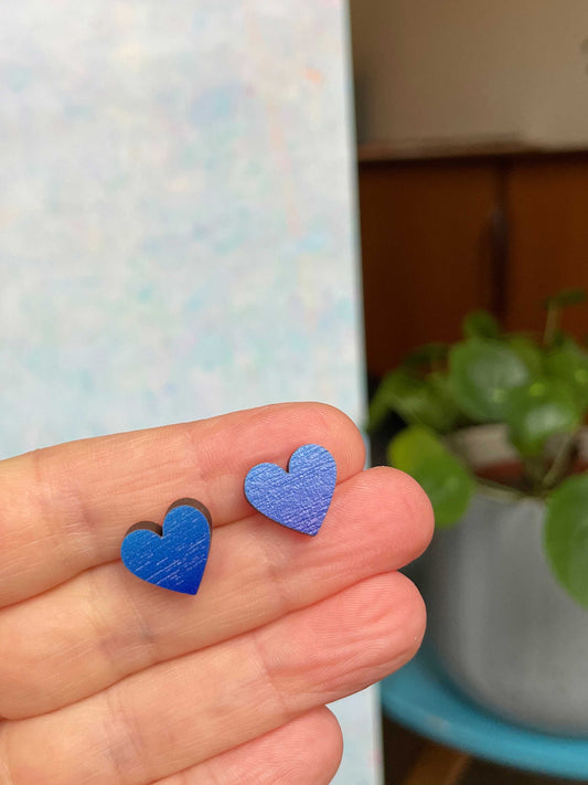 Heart Studs Ocean Blue