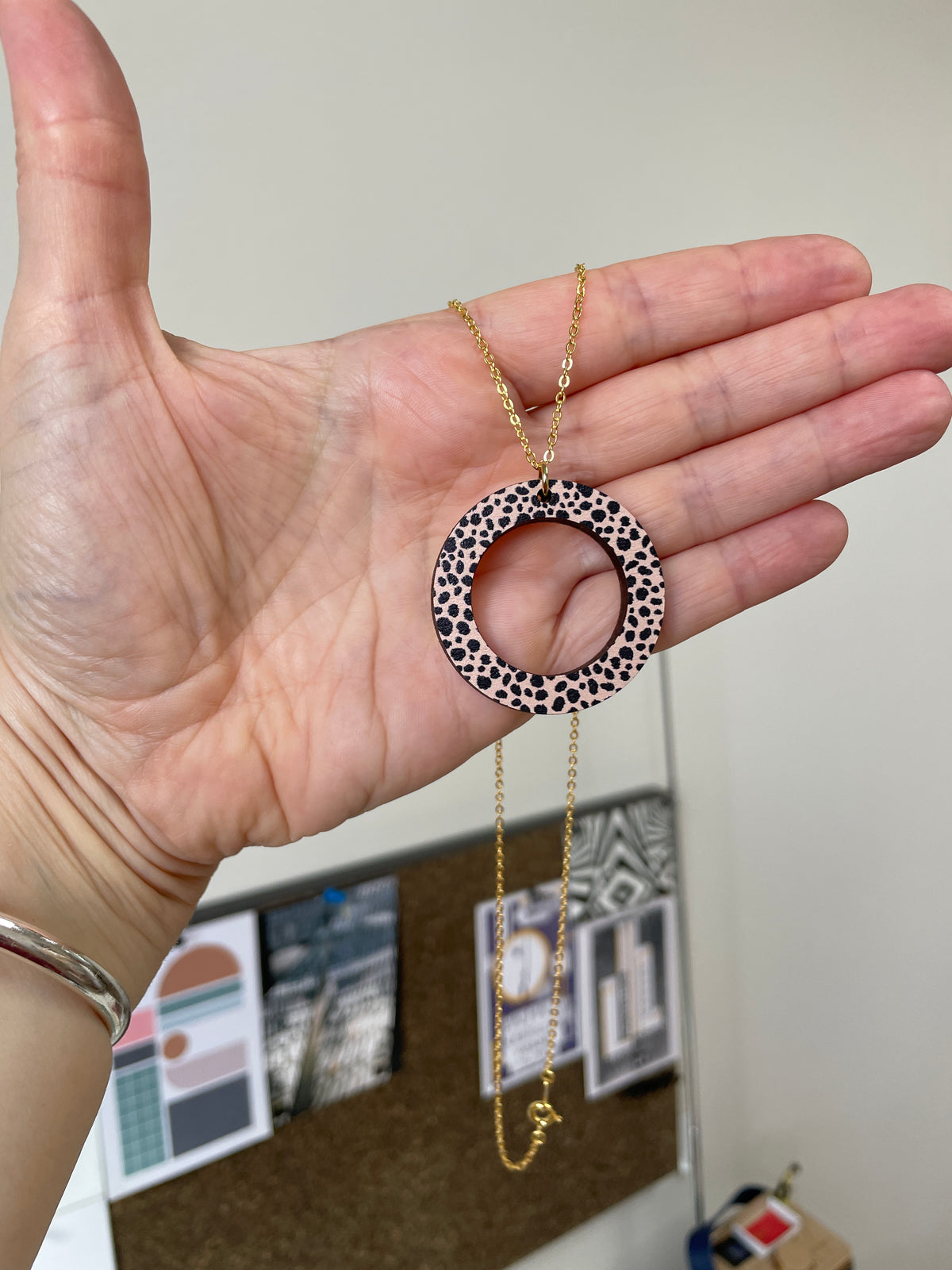 SALE: Leopard Print Large Circle Necklace