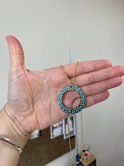 SALE: Leopard Print Large Circle Necklace
