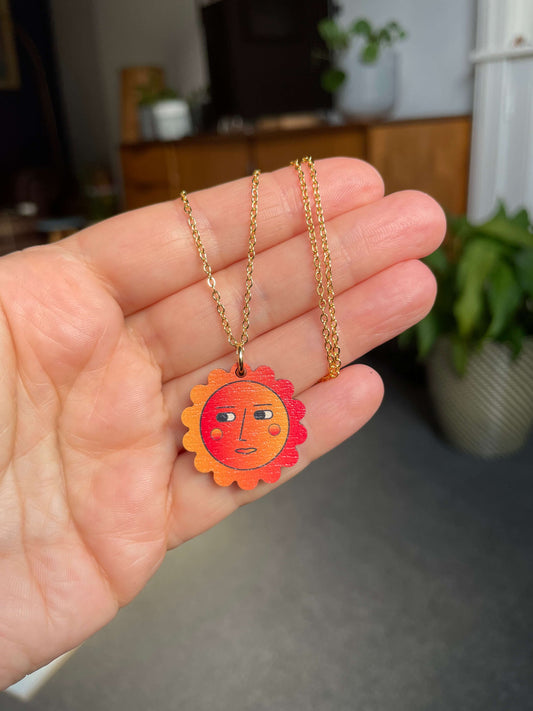 SAMPLE: Sun-face Necklace in Fire Orange