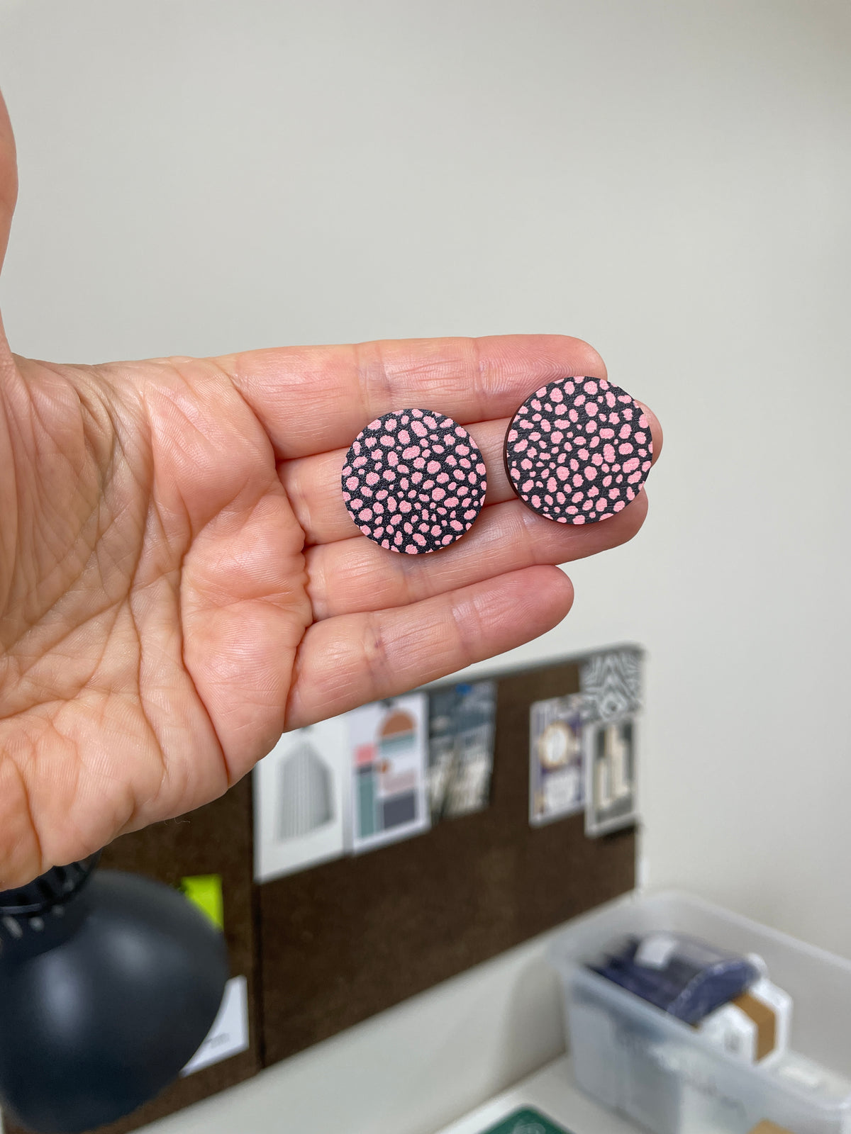 Large Circle Studs Leopard Print