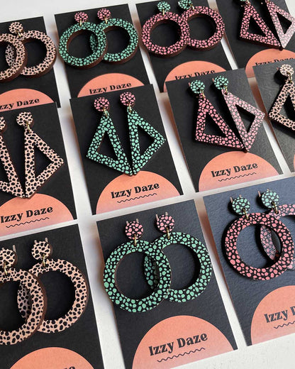 Circle Drop Leopard Print Earrings: Peach