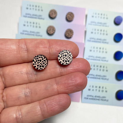 Circle Studs Nude Leopard Print