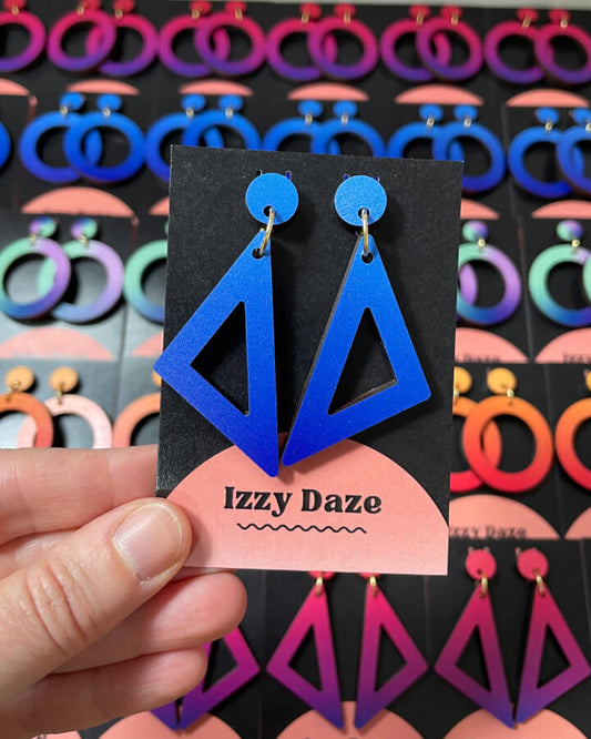 Triangle Drop Earrings: Ocean Blue