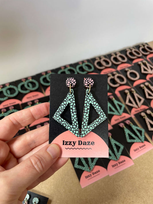 Triangle Leopard Print Earrings: Green