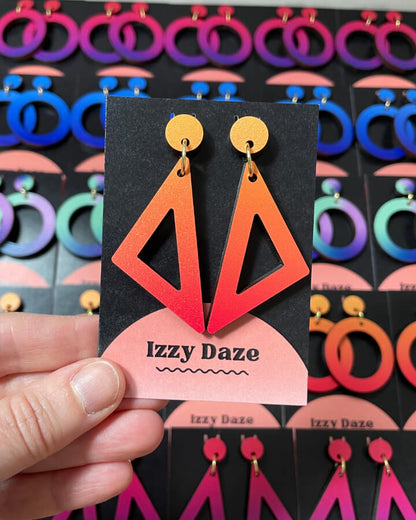 Triangle Drop Earrings: Fire Orange