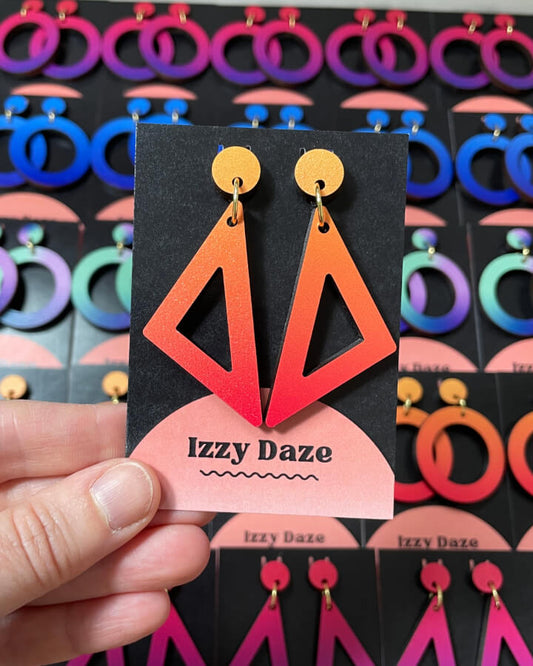 Triangle Drop Earrings: Fire Orange
