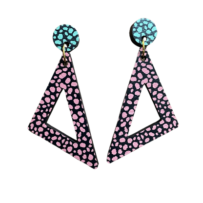 Triangle Leopard Print Earrings: Peach