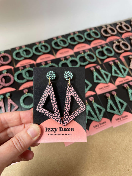 Triangle Leopard Print Earrings: Peach