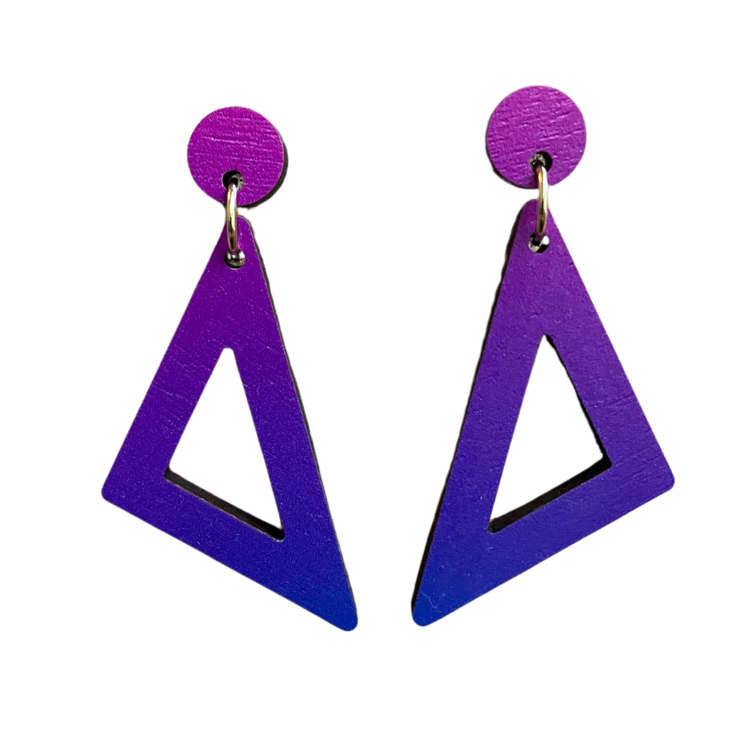 Triangle Drop Earrings: Purple Haze