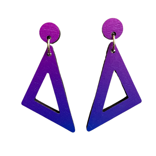 Triangle Drop Earrings: Purple Haze