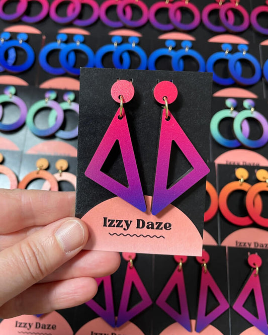 Triangle Drop Earrings: Ruby Sunrise