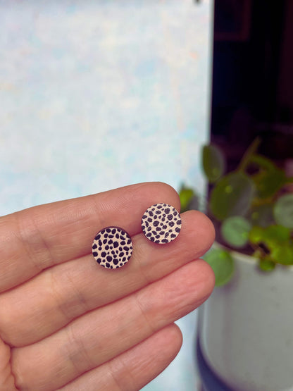 Circle Studs Nude Leopard Print