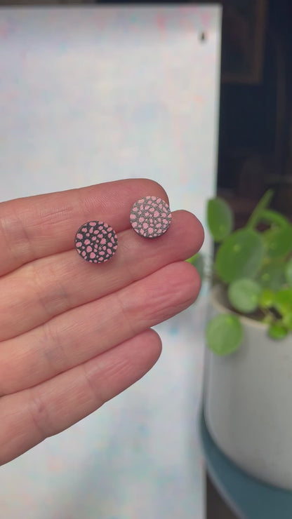 Circle Studs Peach Leopard Print