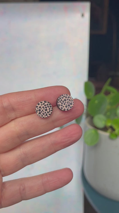 Circle Studs Nude Leopard Print