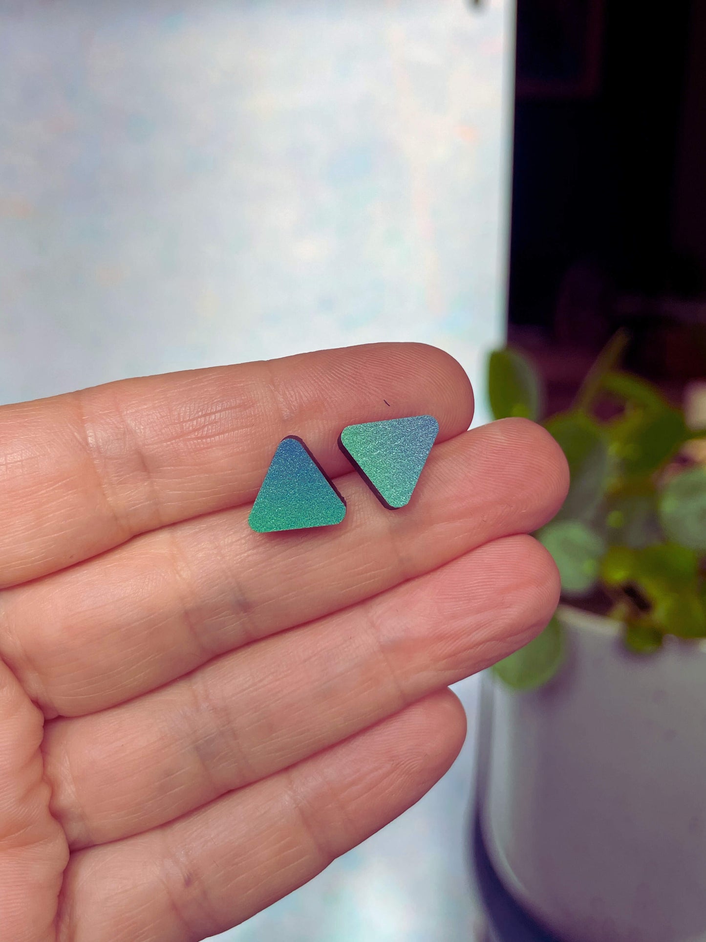 Triangle Studs Sea Green